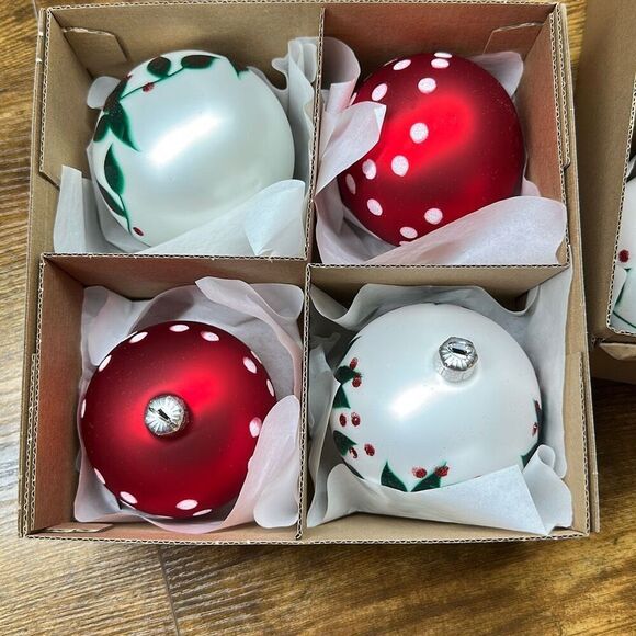 Vitbis Christmas Vintage Glass Ornaments with Crown set of 4 Made in Poland - Picture 6 of 9